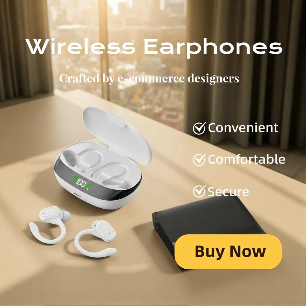 Earhook Bluetooth Headphones Wireless Over-Ear Headset with Microphone for Sports Running Earbuds with Volume Control Earphones