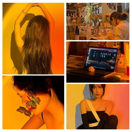 Sunset Lamp Projector LED Ambient Night Light with Adjustable Stand for Bedroom, Living Room Decor, Photography, and TikTok Live