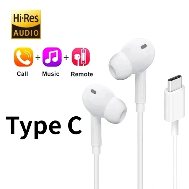 Type C 3.5mm Wired Earphones For in-ear Redmi mi Xiaomi 17 15 14 13 12 11 Pro Headphones iphone16 15 Samsung Huawei Phone Tablet