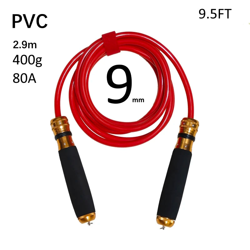 290 GRAM (0.63lbs) 9mm thick diameter Leather ROPE skip jump rope heavy ball bearing metal sponge long handle fitness skipping