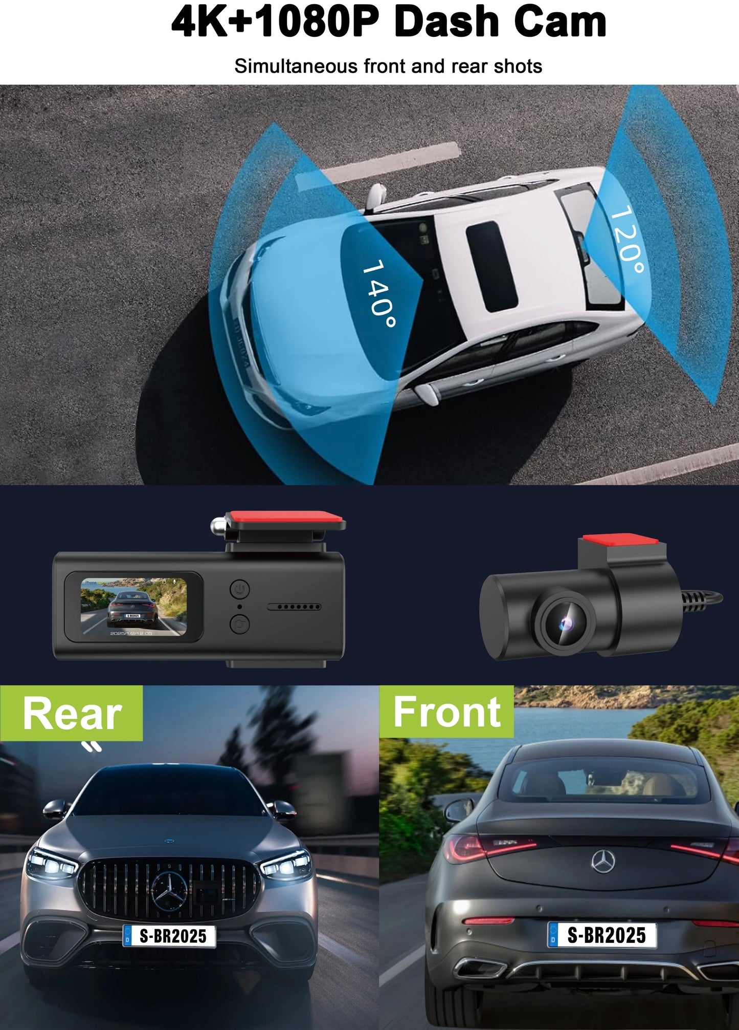 The New Style Dash Cam 4K UHD Recording Car Camera DVR Night Vision Video Recorder WDR G sensor Night Vision Hidden Dashcam