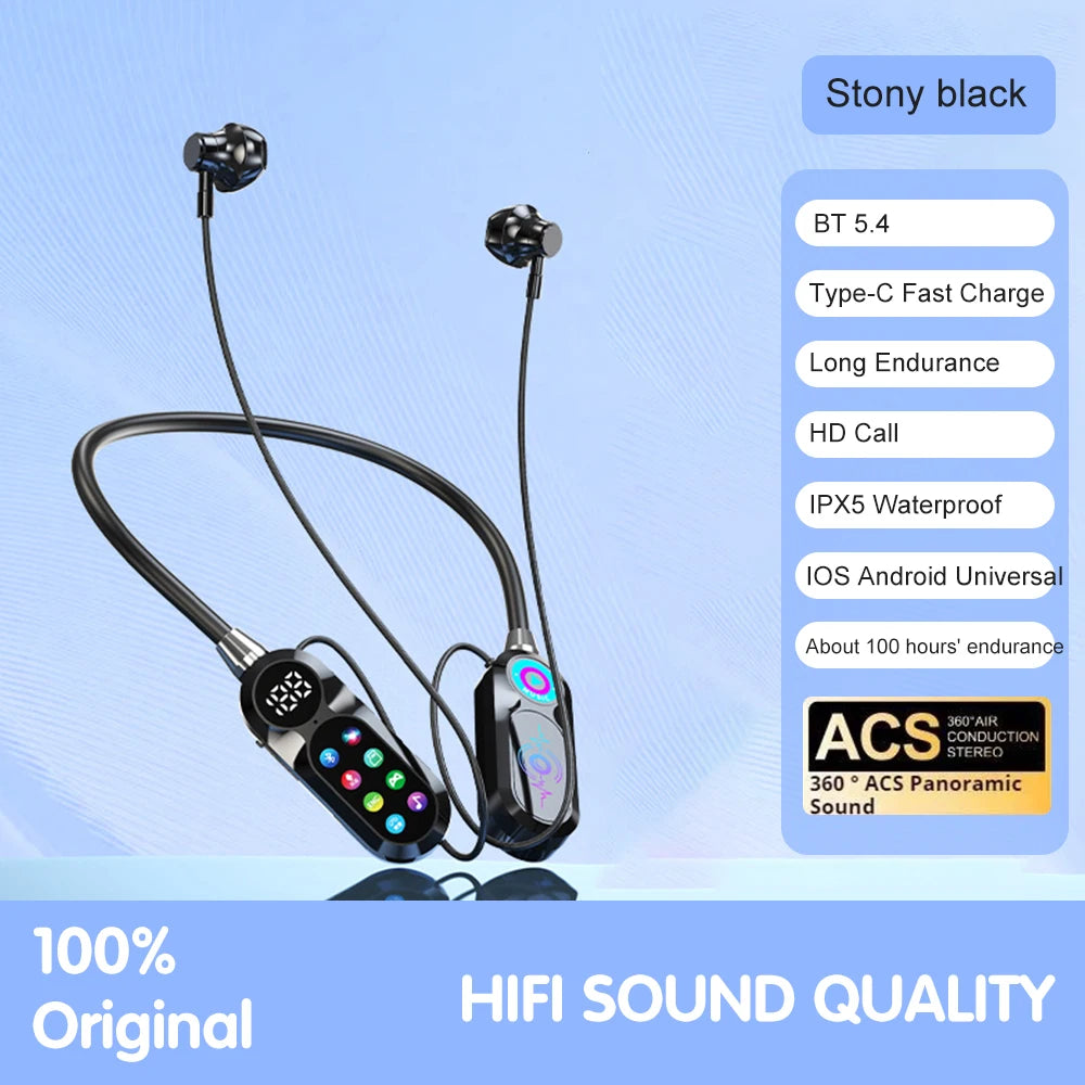 Wireless Bluetooth 5.4 Headset with LED Display HiFi Sound Quality Sports And Gaming Earbuds