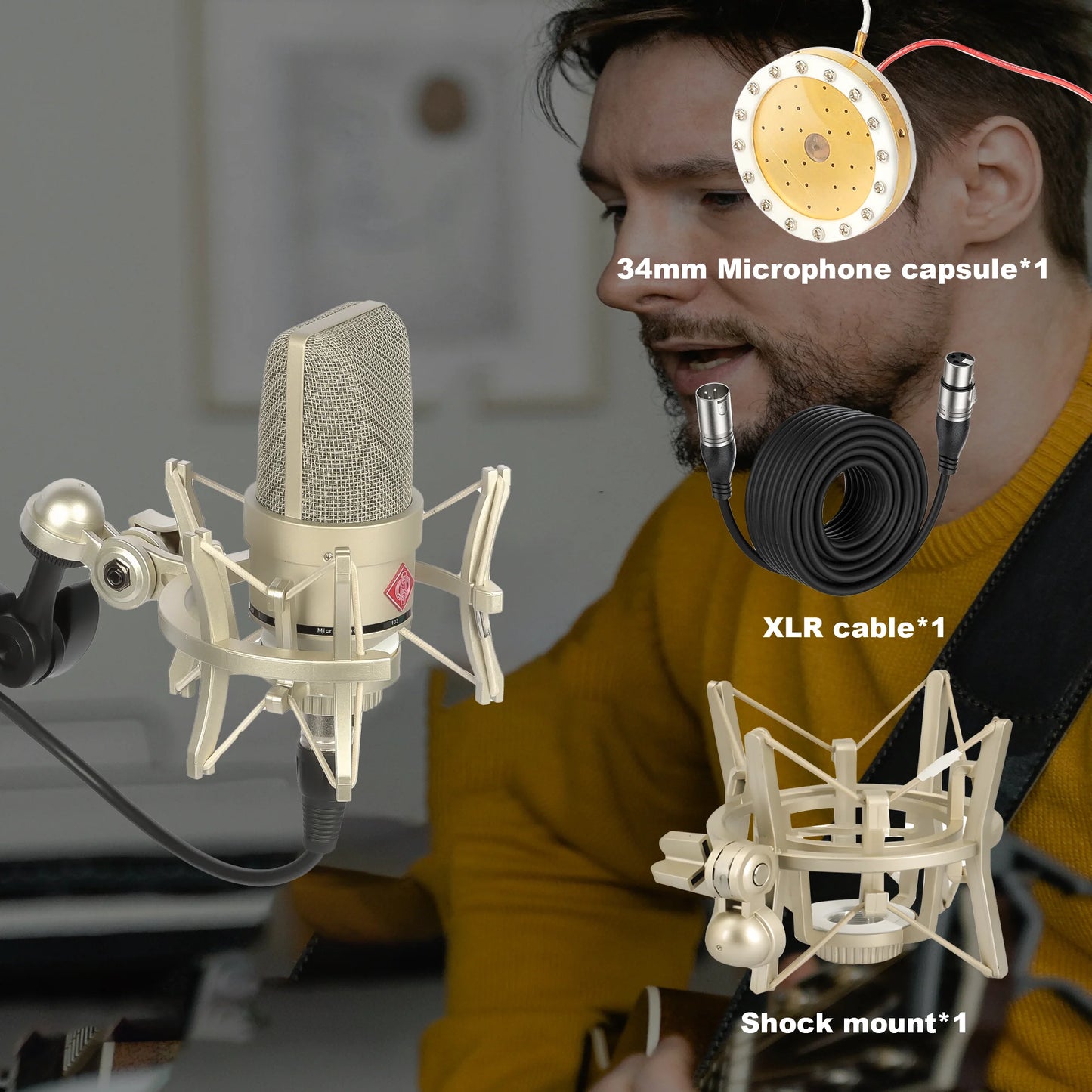 AMX 103 XLR Condenser Microphone 48V Phantom Power Mic for Audio Interface Mixer Studio Recording Podcast Streaming Voice Over