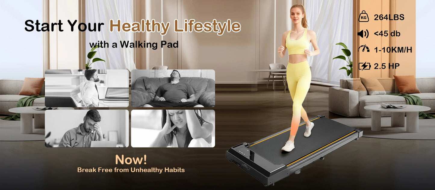 ATSANT LB51 Treadmill 2.5HP Walking Pad 2in1 Max Speed 10kmh Low Noise Under Desk Foldable LED Display Running Jogging Machine