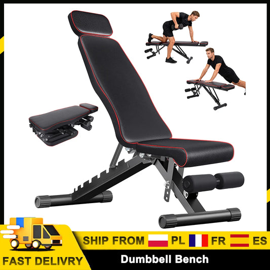 Folding Home Gym Bench with 7 Back Levels Adjustment & Load 300 kg for Muscle Training at Home Gym Fitness Equipment Women Men