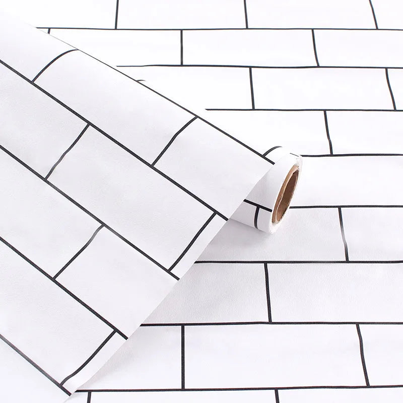 40CM Classic Grid DIY Background Wallpaper Wall Stickers Oil proof Waterproof Wallpaper for Living Room Kitchen Bathroom