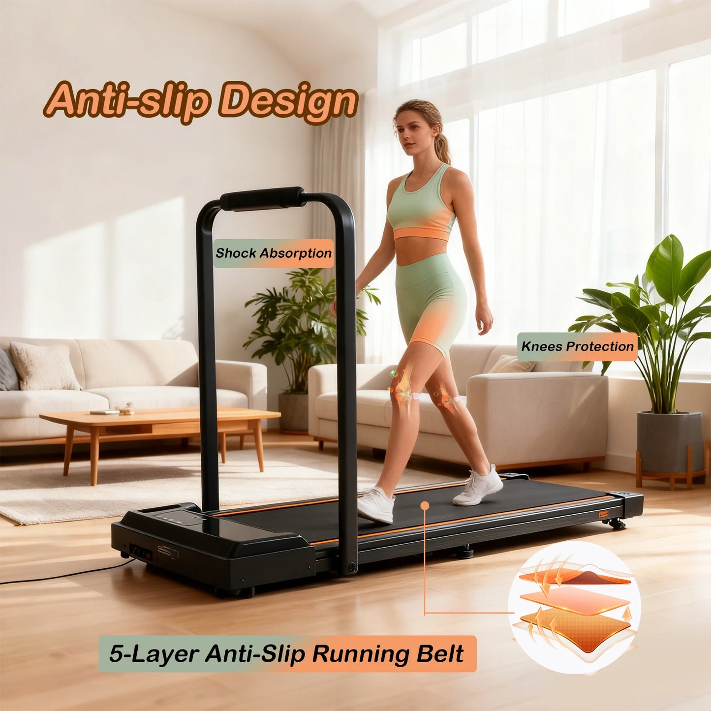 ATSANT LB51 Treadmill 2.5HP Walking Pad 2in1 Max Speed 10kmh Low Noise Under Desk Foldable LED Display Running Jogging Machine