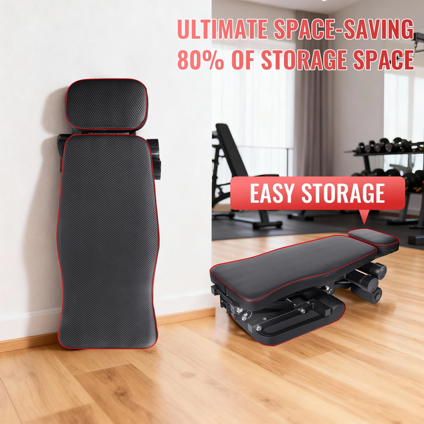 Folding Home Gym Bench with 7 Back Levels Adjustment & Load 300 kg for Muscle Training at Home Gym Fitness Equipment Women Men