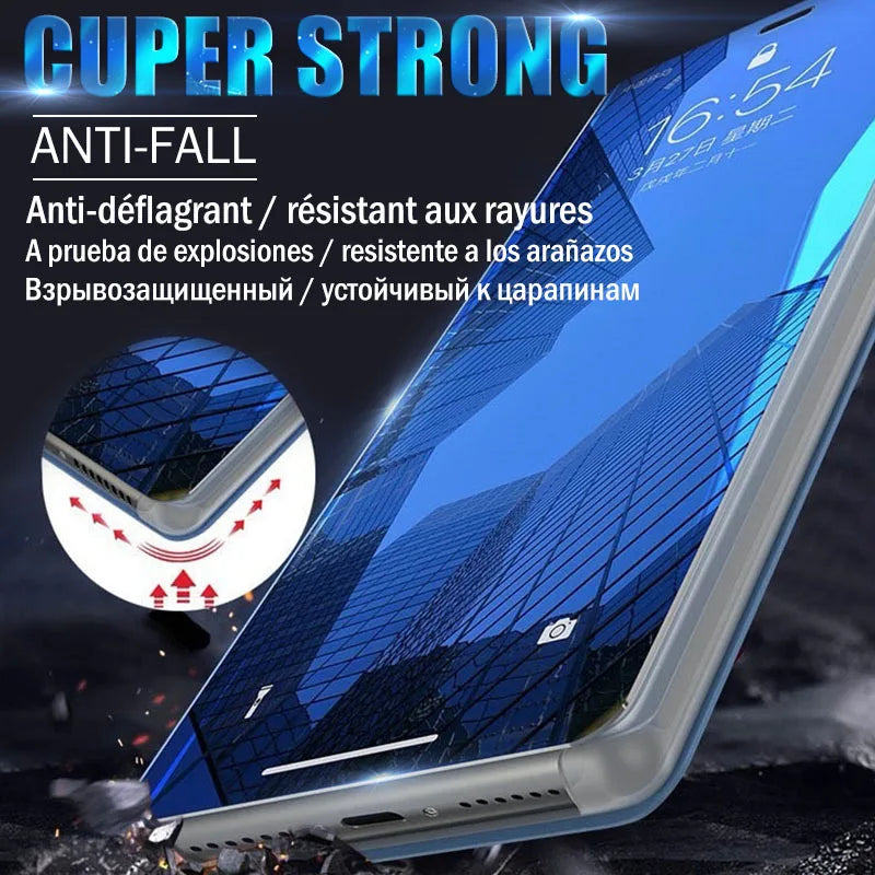 Luxury Mirror Flip Case for iPhone 11 Pro Max XR XS X Casing Leather Holder Stand Phone Cases for iPhone 8 7 6 6S Plus X Cover