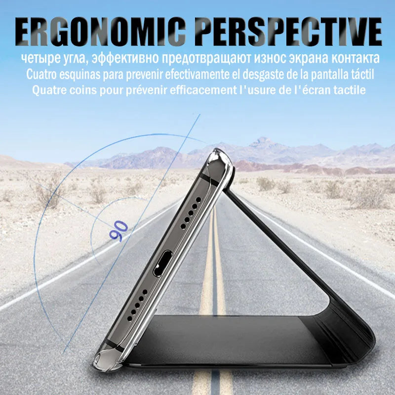 Luxury Mirror Flip Case for iPhone 11 Pro Max XR XS X Casing Leather Holder Stand Phone Cases for iPhone 8 7 6 6S Plus X Cover
