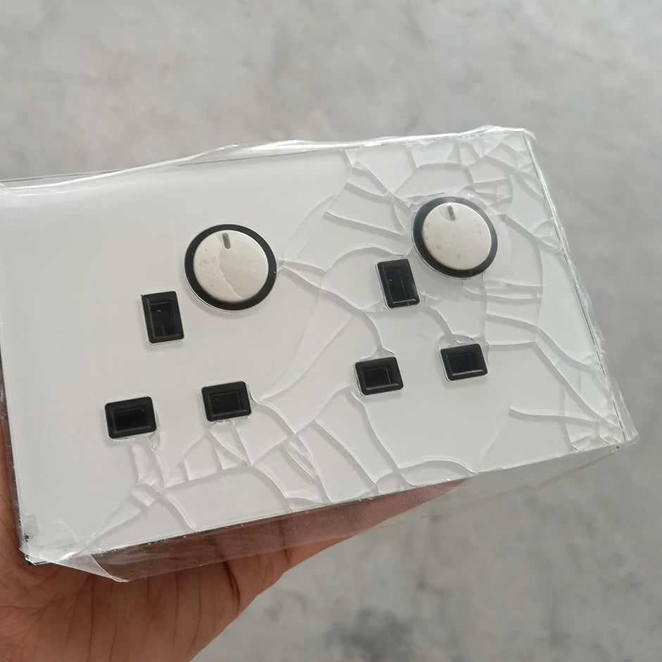 EU Korea Russian Wall Socket White Tempered Glass Frame RJ45 CAT6 TV Outlet Single Double Triple 86x86mm Box Requried Wallpad