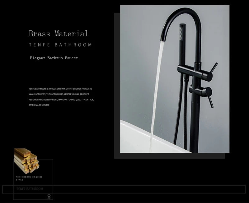 Black / Chrome / Golden /  Floor Standing Bathtub Dragon Freestanding Bathtub Faucet With Hand Shower Floor Bathtub Tap Hot Cold