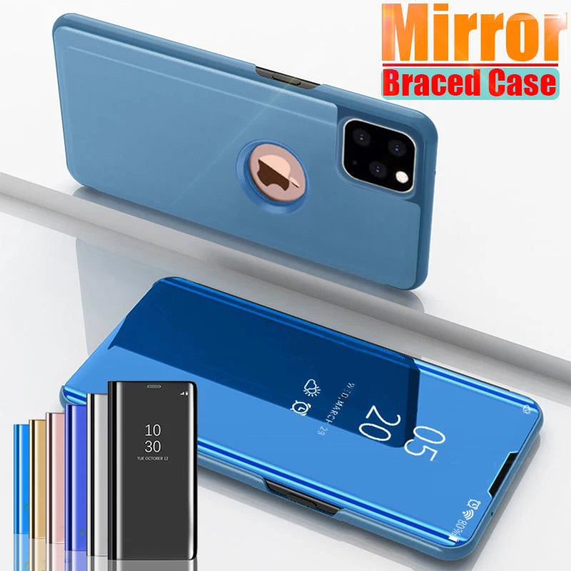 Luxury Mirror Flip Case for iPhone 11 Pro Max XR XS X Casing Leather Holder Stand Phone Cases for iPhone 8 7 6 6S Plus X Cover