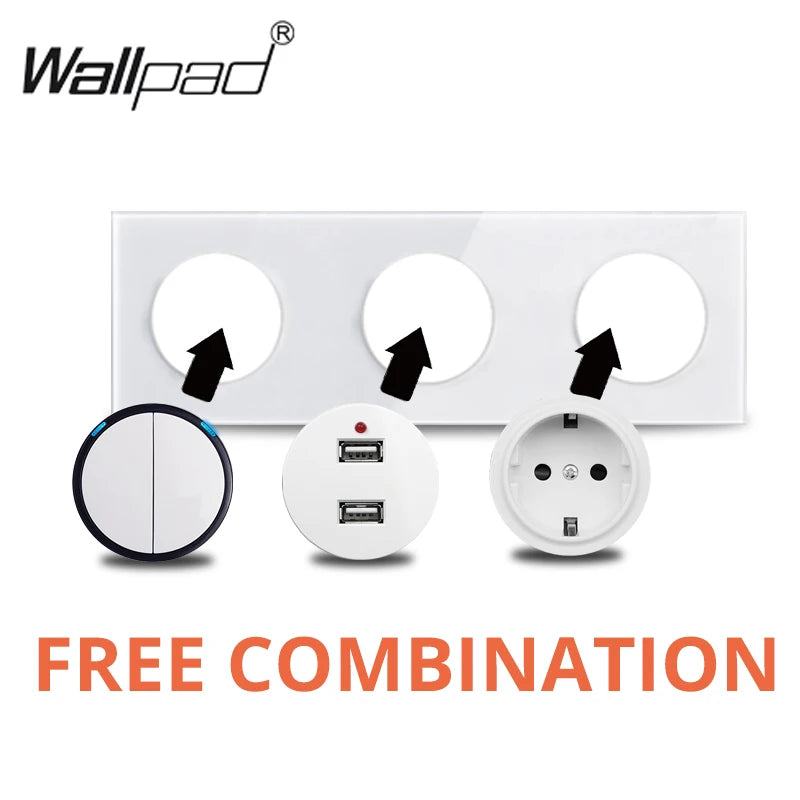 EU Korea Russian Wall Socket White Tempered Glass Frame RJ45 CAT6 TV Outlet Single Double Triple 86x86mm Box Requried Wallpad