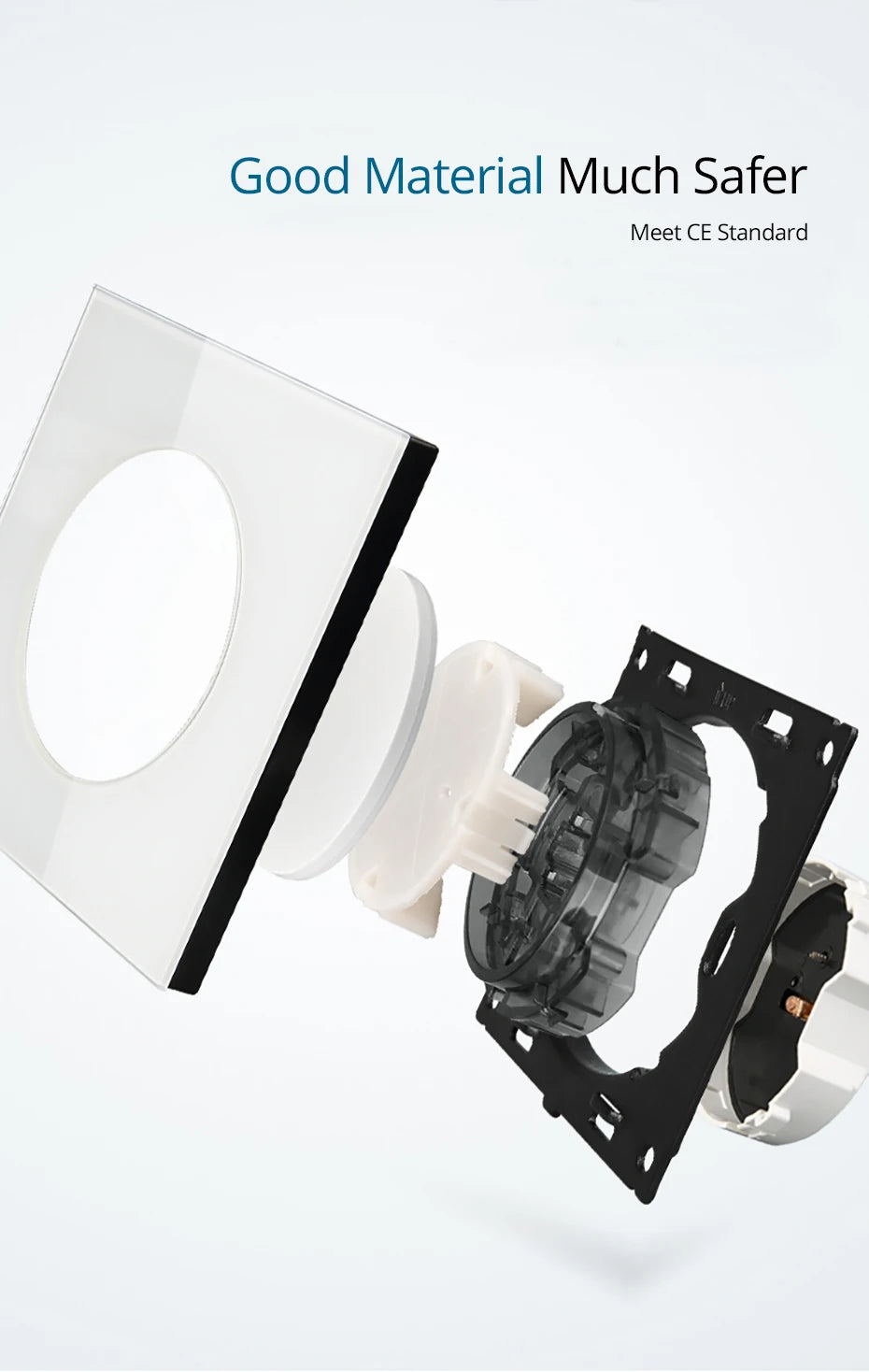 EU Korea Russian Wall Socket White Tempered Glass Frame RJ45 CAT6 TV Outlet Single Double Triple 86x86mm Box Requried Wallpad