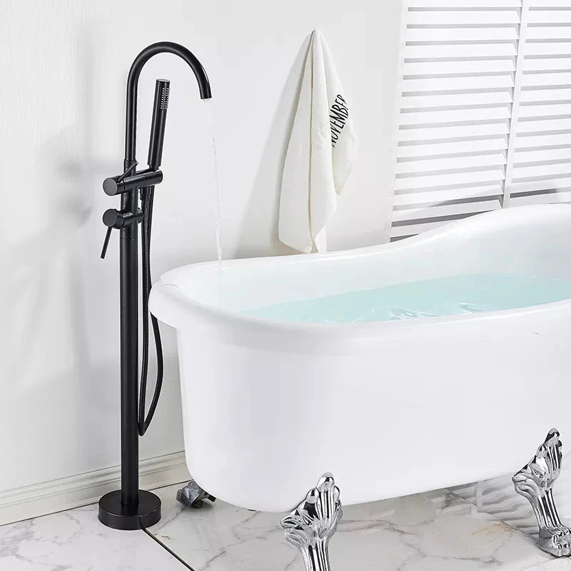 Black / Chrome / Golden /  Floor Standing Bathtub Dragon Freestanding Bathtub Faucet With Hand Shower Floor Bathtub Tap Hot Cold