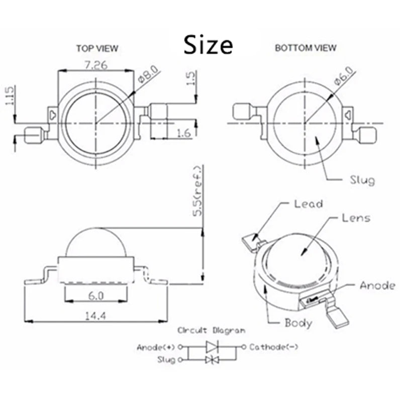 10pcs 1W 3W LED Chip Epistar High Power Lamp Beads 3V 3.2V-3.6V Warm Nature Cold White 3000K 4500K 6500K 10000K 20000K 30000K
