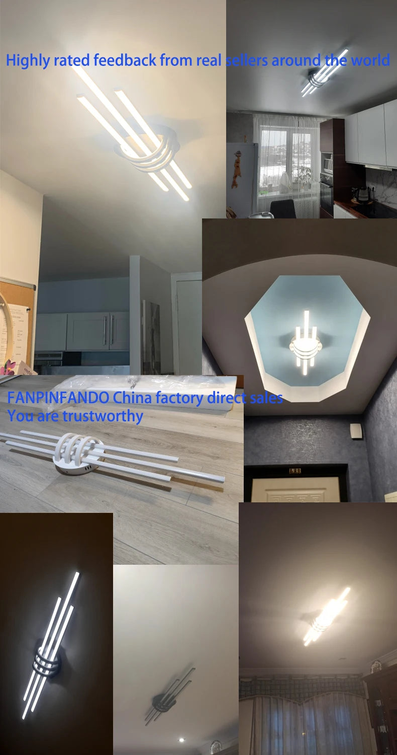 FANPINFANDO Modern Led Ceiling Lights For Living Room Bedroom Matte Black/White Aluminum Kitchen Led Ceiling Lamps Fixtures