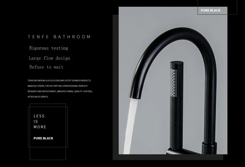 Black / Chrome / Golden /  Floor Standing Bathtub Dragon Freestanding Bathtub Faucet With Hand Shower Floor Bathtub Tap Hot Cold