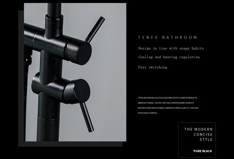 Black / Chrome / Golden /  Floor Standing Bathtub Dragon Freestanding Bathtub Faucet With Hand Shower Floor Bathtub Tap Hot Cold