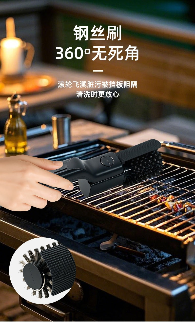 Cross-Border New Model Foldable Second-Generation Electric Barbecue Brush Heavy Grease Cleaning Tool Barbecue Grill Cleaning Tool