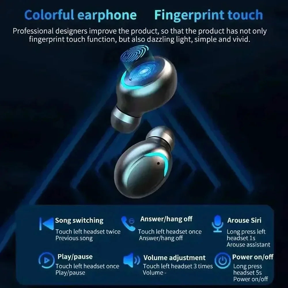 9D Stereo F9 Sport Bluetooth Headphones High Bass Earphones Handfree Touch Control Tws Wireless Earbuds Waterproof Headset