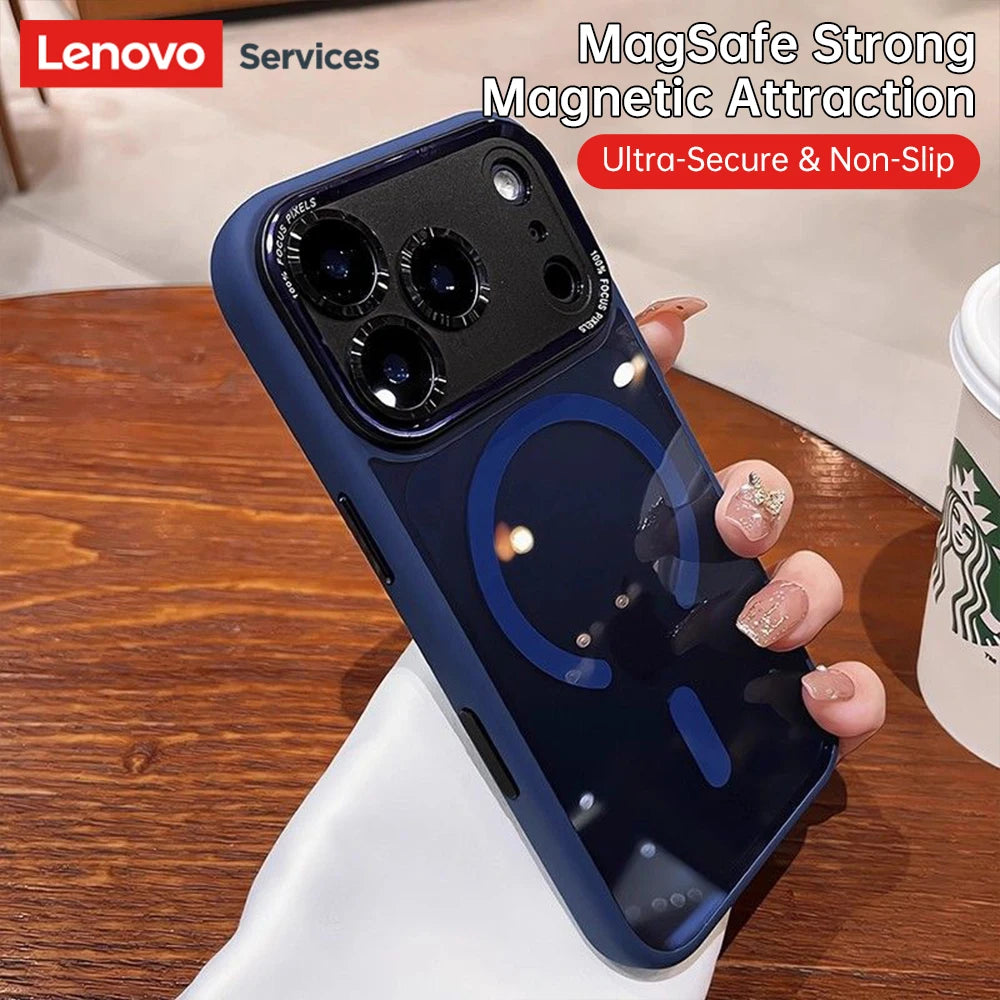Lenovo Brand for Magsafe Transparent Phone Cases For iPhone 17 Pro Max 15 16 Pro Max Magnetic Shockproof Cover