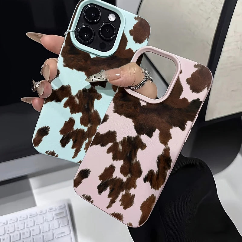 Brown Cow Fur Graphic Printed Silicone Phone Case For iPhone 17 Air X XR XSMax 8 Plus 16 15 14 13 12 11 Pro Max Soft Back Cover