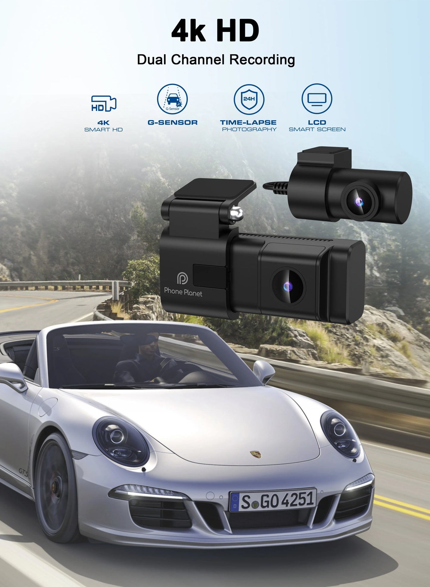 The New Style Dash Cam 4K UHD Recording Car Camera DVR Night Vision Video Recorder WDR G sensor Night Vision Hidden Dashcam