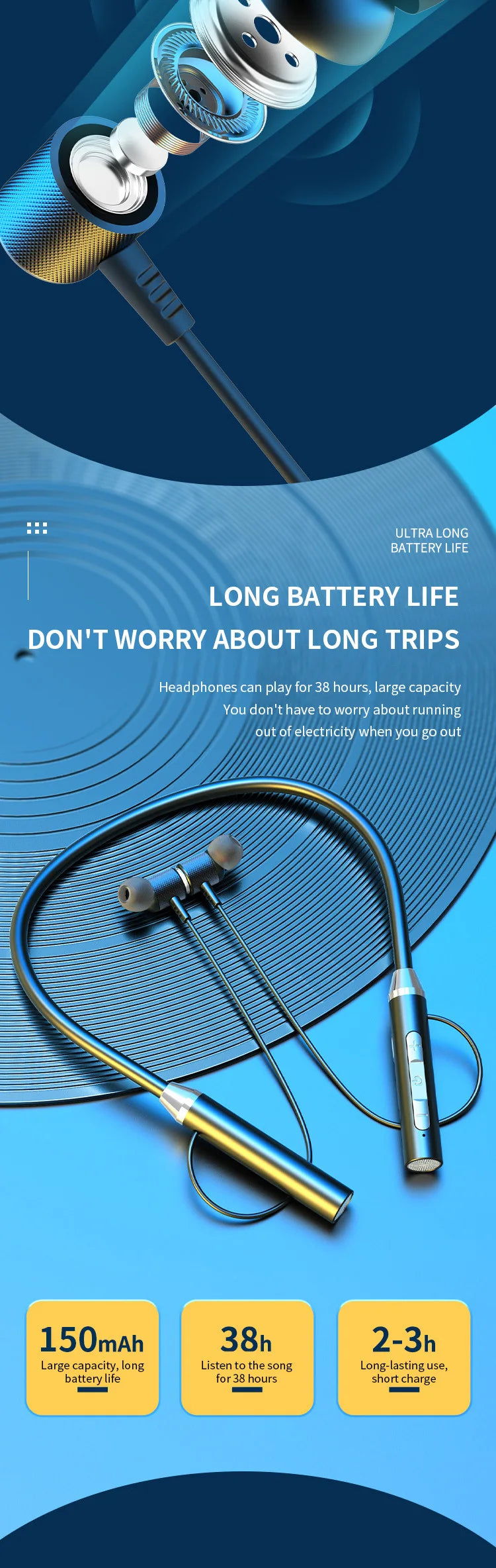 Neck Wireless Bluetooth Earphone TWS 9D oneplus audifonos bleutooth gaming headsets bluetooth earbuds ariculares bluthoooth