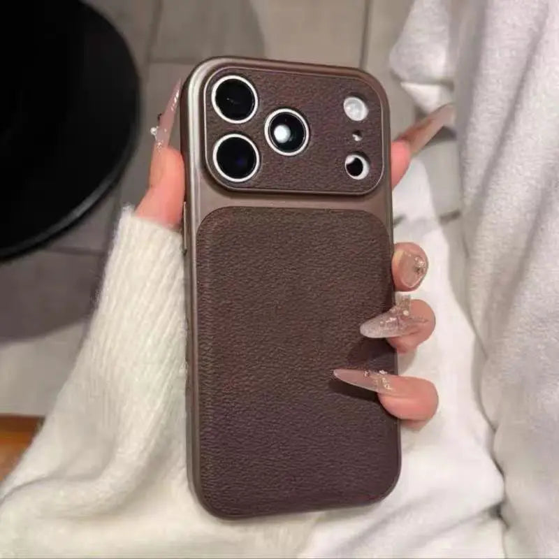 Luxury Lychee Leather Shockproof Phone Case For iPhone 17 Air 16 15 14 13 Pro Max Instantly Turn 17Pro Full Bumper Matte Cover