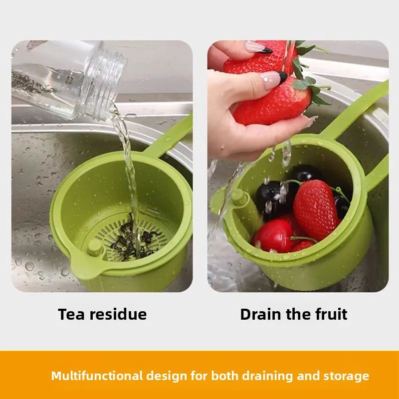 Hanging Drain Basket - Foldable Kitchen Sink Strainer, Multi-Color Over-the-Sink Drain Colander, Space-Saving Vegetable/Fruit Dr