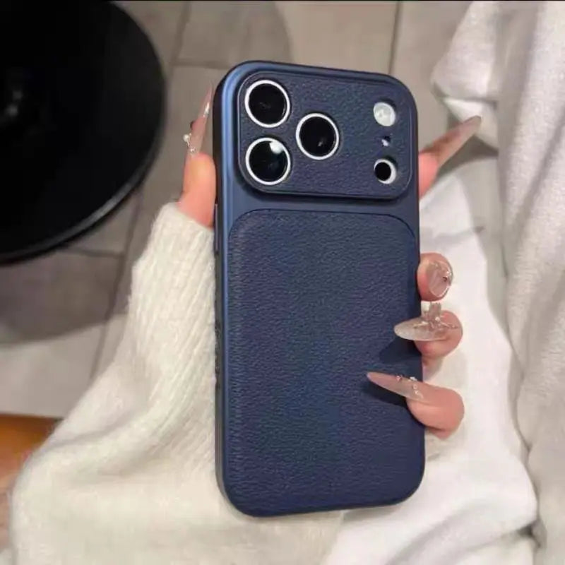 Luxury Lychee Leather Shockproof Phone Case For iPhone 17 Air 16 15 14 13 Pro Max Instantly Turn 17Pro Full Bumper Matte Cover