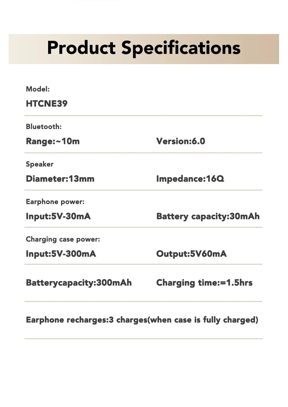 【AI Translator Earbud】 HTC NE39 Earphones Bluetooth OWS Sports Wireless Headphones Noise Reduction Earbud With Mic Long life