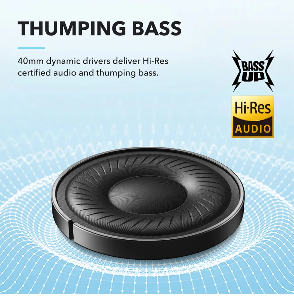 Anker soundcore Q20i 40H Long ANC Playtime Hybrid Active Noise Cancelling Wireless Over-Ear Bluetooth Headphones