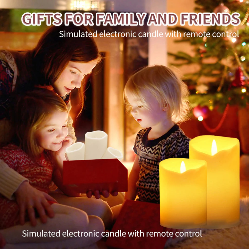 3 Pieces Charge Remote Control LED Decorative Moving Wick Candles,10/12.5/15 cm Rechargeable Dancing Church Candles