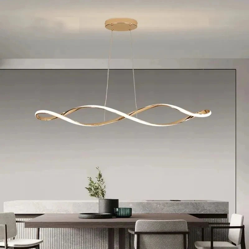 Adjustable Height LED Ceiling Light with Remote Control Modern Kitchen Island Lighting Living Room Illumination