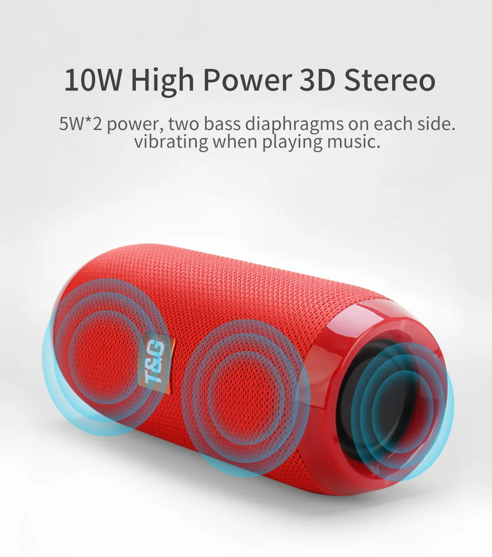 Bluetooth Speaker T&G TG117 Portable TWS Sound Box Waterproof Loudspeaker Outdoor Stereo Surround Speakers Support TF FM Radio