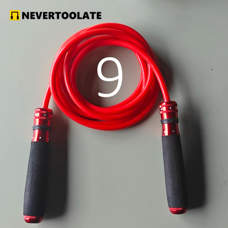 290 GRAM (0.63lbs) 9mm thick diameter Leather ROPE skip jump rope heavy ball bearing metal sponge long handle fitness skipping