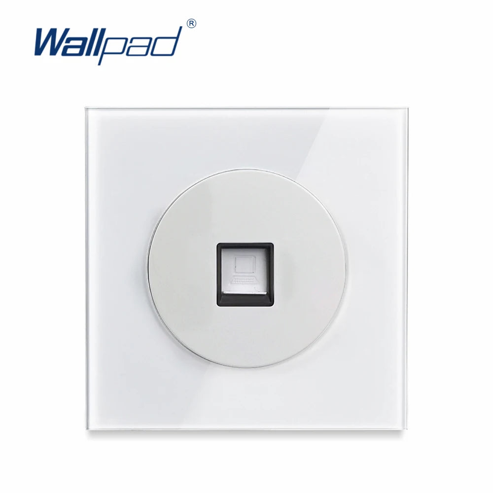 EU Korea Russian Wall Socket White Tempered Glass Frame RJ45 CAT6 TV Outlet Single Double Triple 86x86mm Box Requried Wallpad