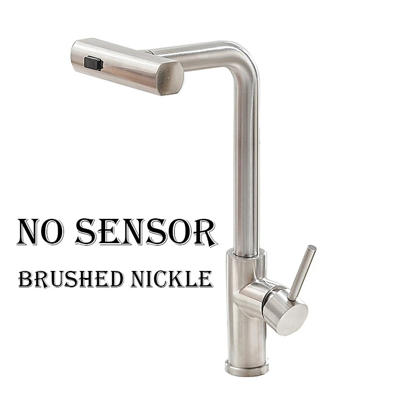 YCRAYS Brushed Nickle Kitchen Touch Sense Pulling Out Faucet Gray Waterfall Stream Sprayer Head Sink Mixer Water Tap Accessories