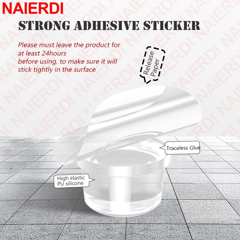 NAIERDI Wall Protector Silicone Door Stopper Self-Adhesive Nail-Free Door Stops Anti-Collision Door Holder Hardware