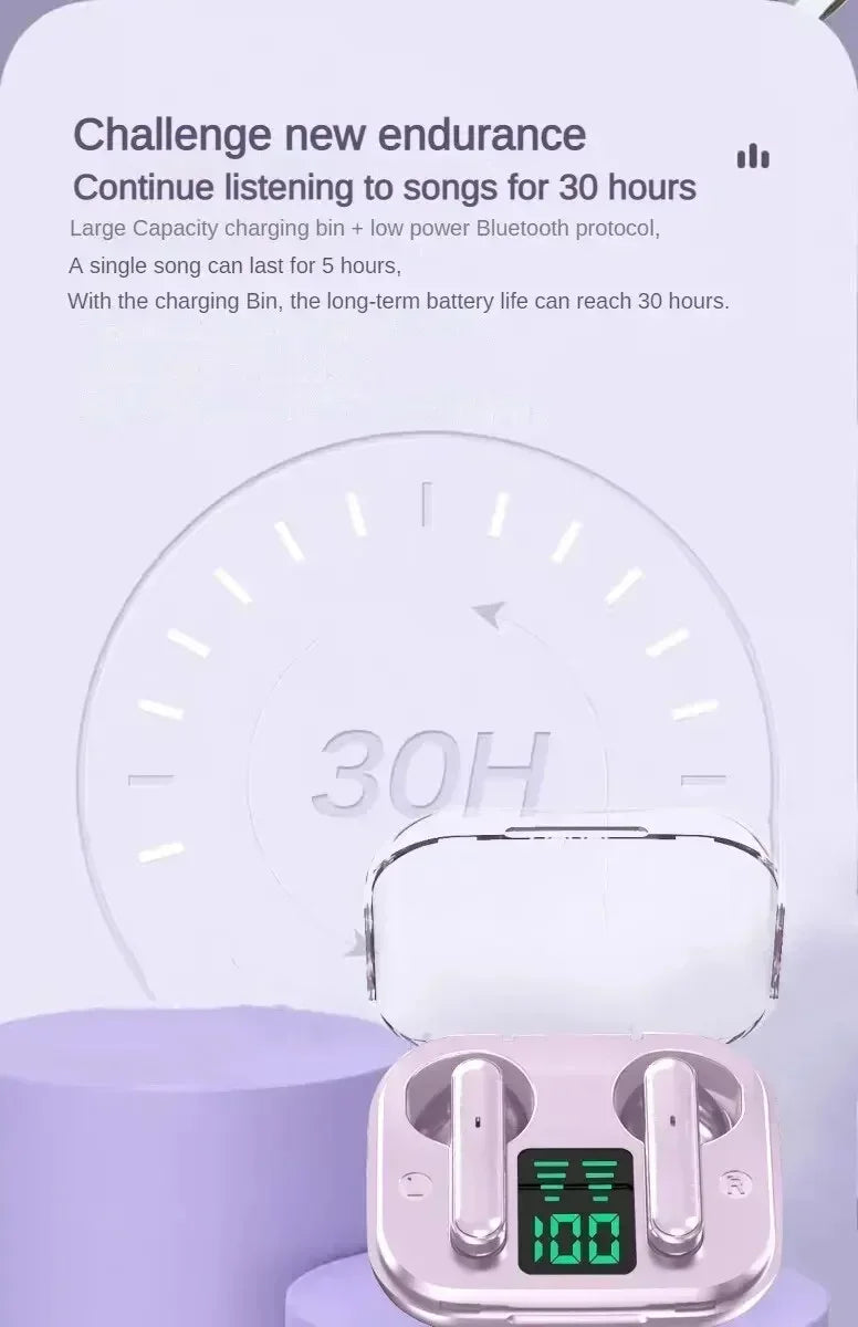 TWS Earpuds Wireless Bluetooth 5.3 Sport Gaming Headsets Noise Reduction Earbuds Mic Headphones with LED Display Earphones