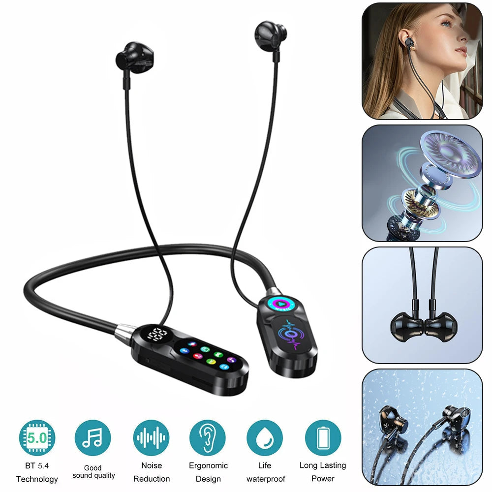 Wireless Bluetooth 5.4 Headset with LED Display HiFi Sound Quality Sports And Gaming Earbuds
