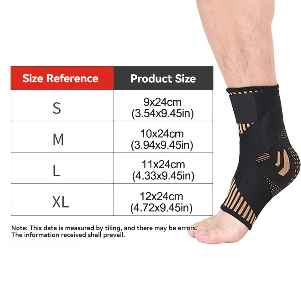 GOBYGO 1Pcs Copper Ion Ankle Brace Fitness Cycling Running Copper Fiber Ankle Brace Adjustable Ankle Brace Compression Strap