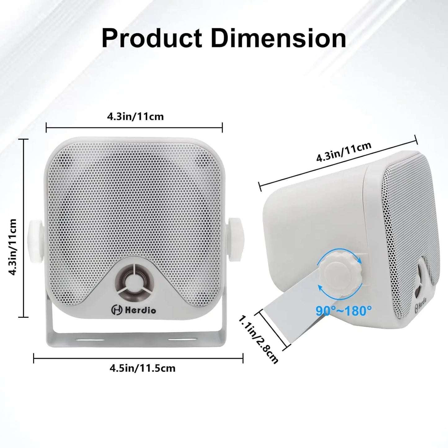Herdio 4 Inch Waterproof Bluetooth Marine Speakers (2 Pack) - Surface Mount Heavy Duty Audio for Boats, Golf Carts, ATV, UTV,