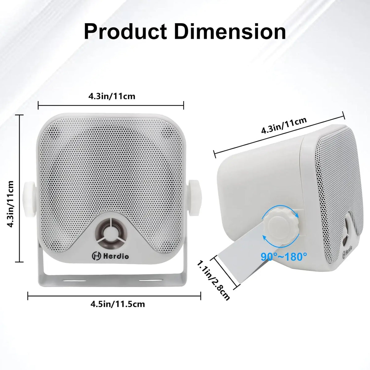Herdio 4 Inch Waterproof Bluetooth Marine Speakers (2 Pack) - Surface Mount Heavy Duty Audio for Boats, Golf Carts, ATV, UTV,