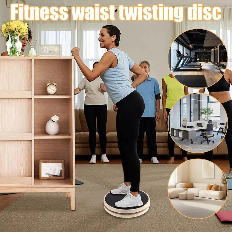 Waist Twisting Disc AB Disc Machine Wooden Disc Sculpture Twist With Handles Workout Training Board Body Trainer For Hips And