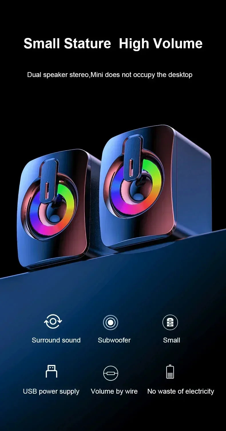 Suitable for Macbook desktop laptop speakers, computer speakers with microphone, stereo 3.5mm AUX home office computer speakers