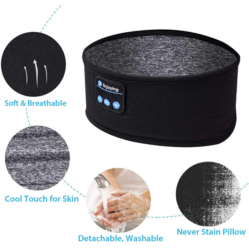 Bluetooth Headband Headphones Wireless Music Sports Hairband Running Fitness Sweatband Earphones Soft Sleeping Eye Mask Headset